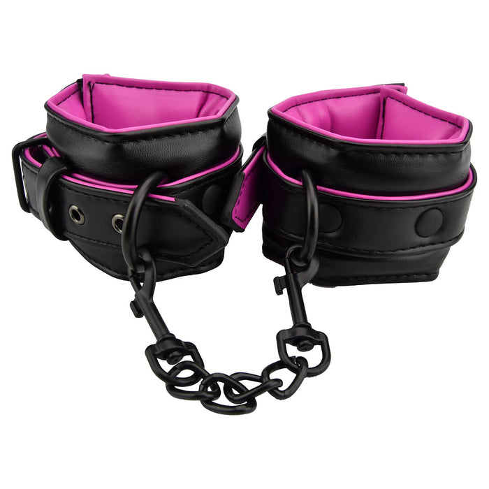 Bound to Please Pink & Black Wrist Cuffs