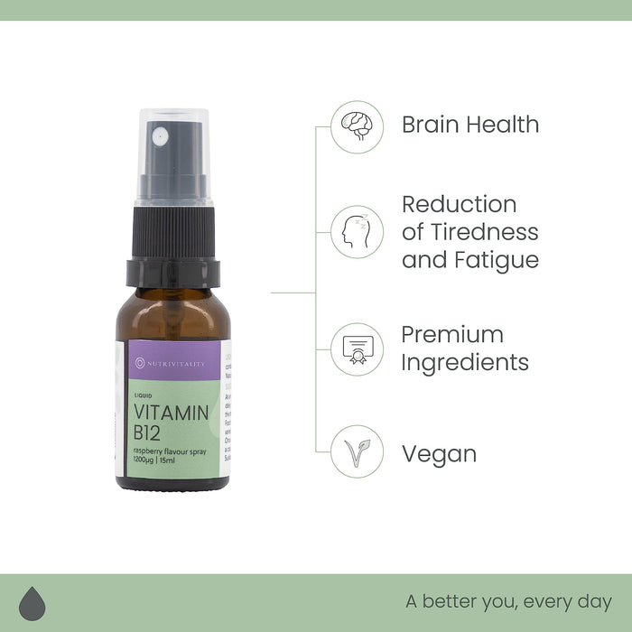 Nutrivitality Vitamin B12 Spray Raspberry Flavour 1200mcg