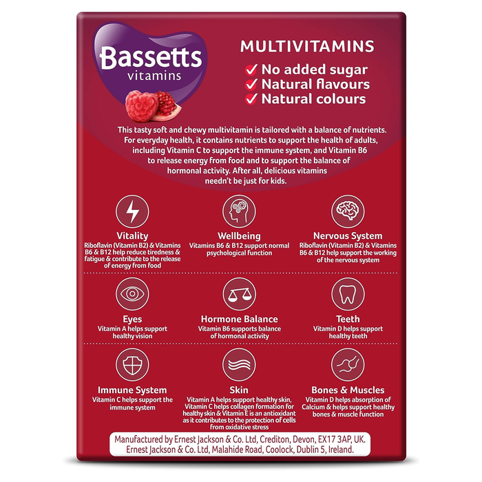 Bassett's Multi-Vitamin Pastilles Adult Raspberry and Pomegranate