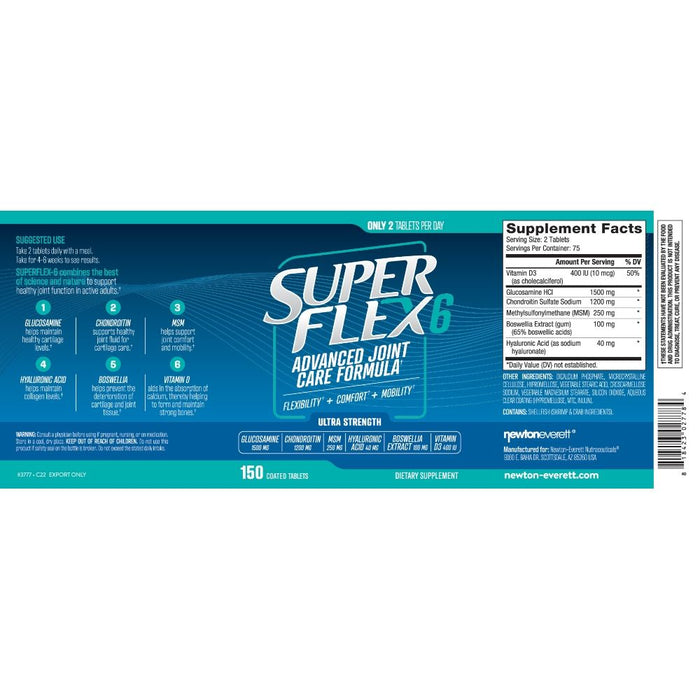 Newton Everett SUPERFLEX-6 Advanced Glucosamine Joint Care Complex 150 Tablets | Premium Supplements at HealthPharm.co.uk