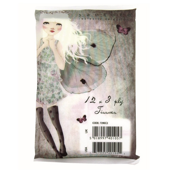 3 packs of Santoro Miss Butterfly design 12 x 3 ply tissues (36 tissue total)