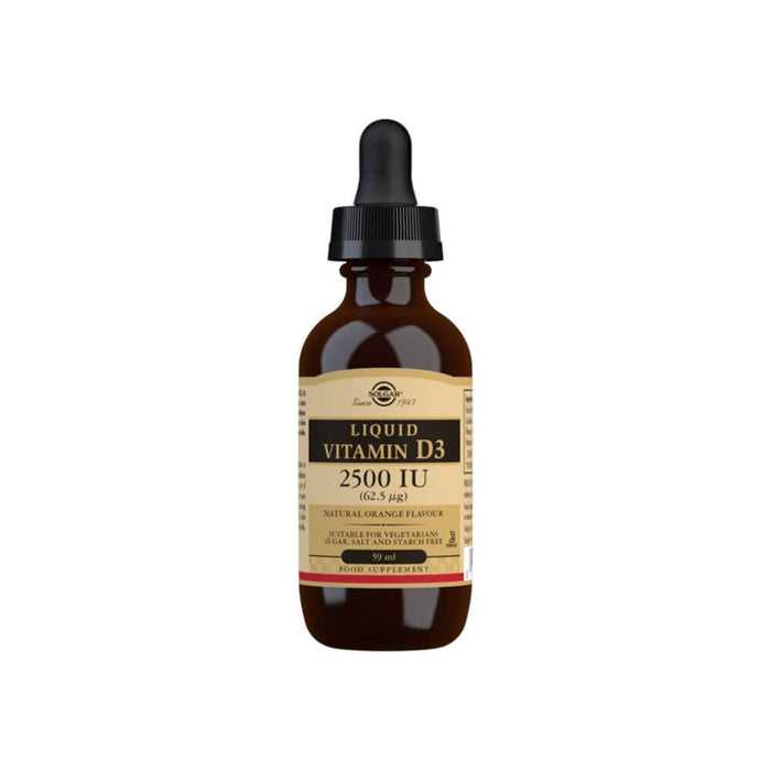 Solgar Liquid Vitamin D3 2500 IU (62.5 µg) Natural Orange Flavour 59ml | Premium Supplements at HealthPharm.co.uk