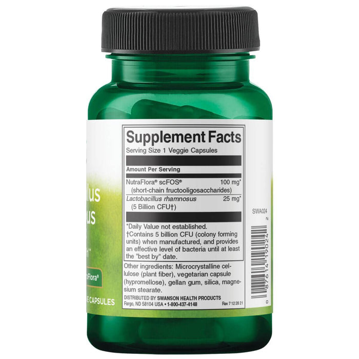 Swanson Lactobacillus Rhamnosus with FOS 5 Billion CFU 60 Vegetarian Capsules | Premium Supplements at HealthPharm.co.uk