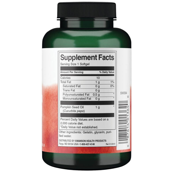 Swanson Pumpkin Seed Oil 1,000 mg 100 Softgels | Premium Supplements at HealthPharm.co.uk