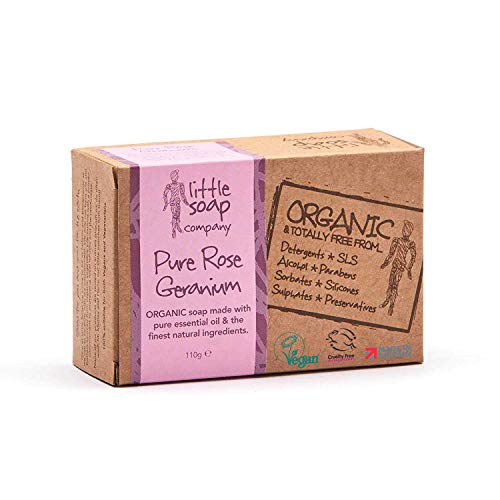 Little Soap Company Soap Bar with Rose Geranium - Natural Vegan & Organic (110g)