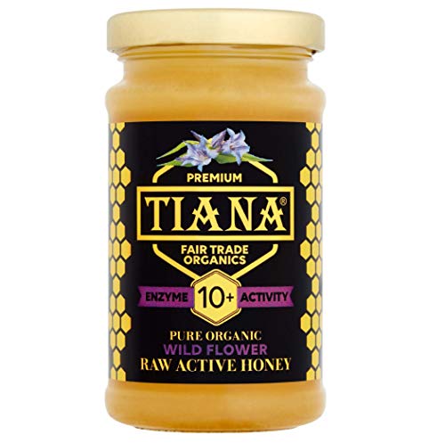 TIANA® Fairtrade Organics Raw Active Wildflower Honey | Enzyme Diastase Activity 10+ | 250 g | Therapeutic | High Enzymes | High Polyphenols | Immune Support | Digestion | Cold and Flu