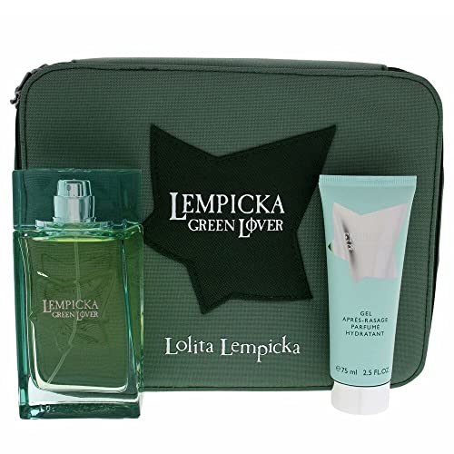 Lolita Lempicka Green Lover For Men 3 Pc Gift Set 3.4Oz Edt Spray 2.5Oz After Shave Gel Pouch