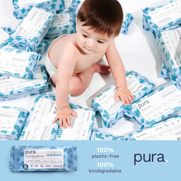 Pura Plastic Free Biodegradable & Flushable Baby Wipes