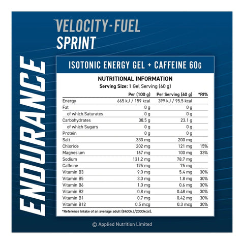 Applied Nutrition Endurance Velocity Sprint Gel 20 x 60ml Tropical